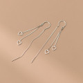 A42231 s925 sterling silver hollowed heart fringe string fashion simple earrings