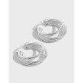 A31839 simple geometric multilayer circle s925 sterling silver earrings