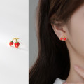 A35482 s925 sterling silver chic small trendy sweet cute strawberry cute earrings