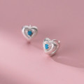 A41253 s925 sterling silver rhinestone heart trendy heartshape earrings