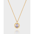 A37770 design twist purple cubic zirconia sterling silver s925 quality necklace