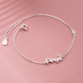 A38063 s925 sterling silver rhinestone heart letter charm trendy elegant bracelet