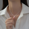 A38955 s925 sterling silver heart artificial glass simple sweet heartshape necklace