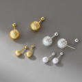 A45129 s925 sterling silver sweet simple ball stud earrings