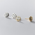 A36615 s925 sterling silver circle black white square fashion simple earrings