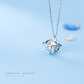 A45387 s925 silver simple elegant ball fashion trendy rhinestone necklace