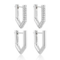 A44705 geometric single rhinestone s925 sterling silver elegant earrings