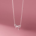 A36750 s925 sterling silver bow short necklace