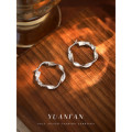 A40553 s925 sterling silver simple weave hoop earrings