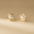 A45879 s925 sterling silver sweet gold flower grade earrings