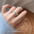 A45836 s925 sterling silver trendy sweet natural pearl simple flower ring