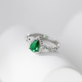 A45443 s925 sterling silver trendy sweet rhinestone teardrop chain bar ring