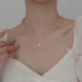 A35336 s925 sterling silver fashion hollowed star rhinestone trendy set necklace