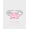 A43275 design simple pink cubic zirconia square sterling silver s925 ring