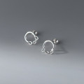 A38079 s925 sterling silver chain bar stud design earrings