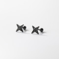 A36646 s925 sterling silver black rhinestone unique simple earrings