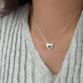 A42746 sterling silver heart simple elegant necklace