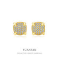 A39341 sterling silver square cubic zirconia stud earrings