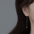 A35542 s925 sterling silver simple chain pearl long dangle earring earrings
