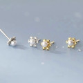A44808 s925 silver sweet christmas snowflake stud cute simple elegant earrings
