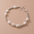 A42916 s925 silver pearl charm unique bracelet