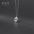 A34033 s925 sterling silver irregular hollowed oval necklace