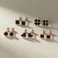 A37908 s925 sterling silver heart circle square stud elegant earrings