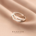 A36143 s925 sterling silver trendy doublelayer bar adjustable ring