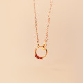 A44924 s925 sterling silver bar geometric rhinestone circle simple necklace