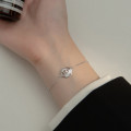 A36099 s925 sterling silver fashion sweet hollowed rhinestone flower trendy bracelet