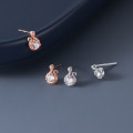 A44908 s925 sterling silver sweet dainty rhinestone stud earrings