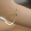 A44183 s925 silver rhinestone square green charm simple elegant bracelet