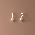 A43571 s925 silver stud unique artificial pearl cute earrings