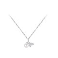 A41516 s925 sterling silver artificial pearl rhinestone elegant necklace
