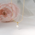 A44541 s925 silver simple natural pearl rope necklace