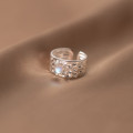 A34407 s925 sterling silver fashion unique glass wide chic ring