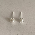 A43843 sterling silver pearl stud simple elegant earrings