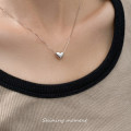 A44215 s925 silver simple fashion heart necklace