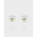 A40074 design gold double heart stud sterling silver s925 earrings