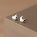 A37069 s925 sterling silver simple heart earrings