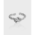 A38658 s925 sterling silver vintage twist rope adjustable ring