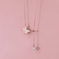 A34107 s925 sterling silver fashion rhinestone butterfly necklace
