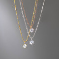 A44124 s925 silver trendy sweet dainty rhinestone necklace