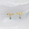 A42943 s925 sterling silver christmas snowflake elegant rhinestone earrings