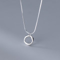 A41430 s925 sterling silver simple circle design elegant necklace