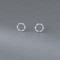 A45007 s925 sterling silver dainty simple elegant rope circle stud earrings