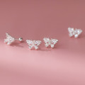 A45004 s925 sterling silver sweet dainty rhinestone butterfly stud earrings