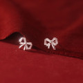 A35730 s925 sterling silver cubiczirconia hollowed bow earrings