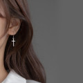 A36700 s925 sterling silver trendy cross sweet short chic geometric earrings