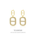 A38616 sterling silver cubic zirconia stud design earrings